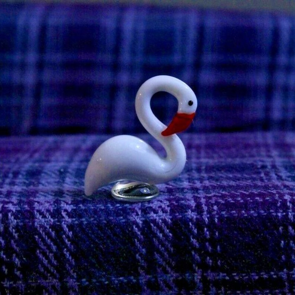 Art Glass White Flamingo Miniature Figurine